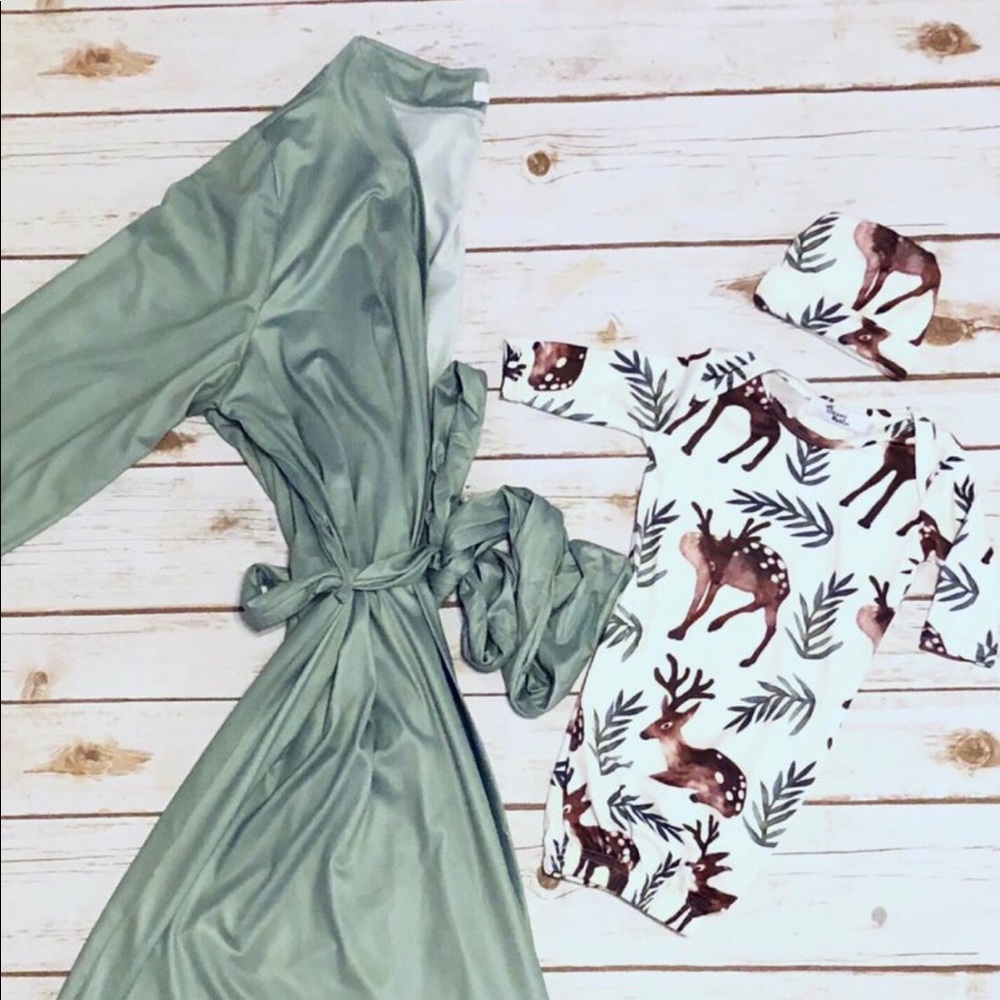 New Mommy robe/gown/ Swaddle set